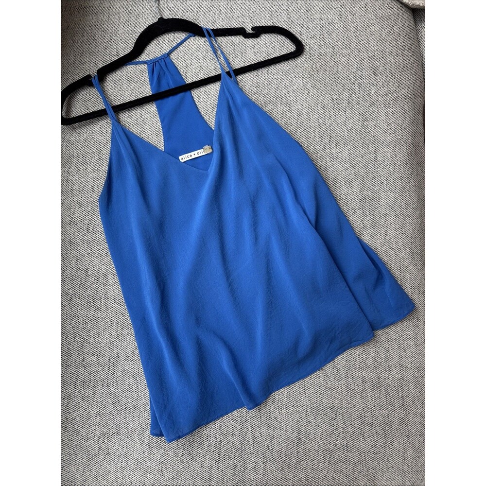 Size Small, Alice + Olivia, Blue, Racerback, Camisole-Style Blouse